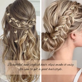 YISSION 20 Pcs Mini Rhinestone Butterfly Hair Clips Cute Gold Hair Pins Small Decorative Hair Clips Wedding Hair Barrettes Bridal Hair Accessories for Girls Women