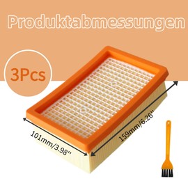 FontFable 3 Stück Staubsauger Filter Set, Flachfaltenfilter Kompatibel Kärcher Staubsauger Filter WD4/WD5/WD6/MV4/MV5/MV6, Passgenau für Nass- und Trockensauger