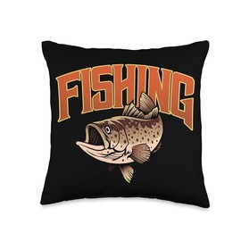 Angler, Fischer, Angel Fish Fish Outifts And Gifts Angel, Angler Fisherman Outfit Bass Fishing Throw Pillow, 16x16, Multicolor