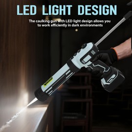 Cordless Caulking Gun for Makita 18V Batteries, No-Drip Caulking Gun with LED Light, 10oz/300ml, Variable-Speed Caulking Gun, Filling and Sealing Tool for Windows,Floors and Walls(No battery)