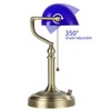 Newrays Blue Glass Bankers Desk Lamp, Stepless Dimmable Table Lamp