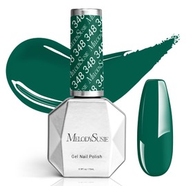 MelodySusie Green Gel Nail Polish,Dark Green Nail Polish Gel Autumn Winter Christmas Green Color 348,Soak Off UV LED Nail Lamp Gift for Women Nail Art Manicure Salon DIY Nail Design at Home 0.5 Fl Oz