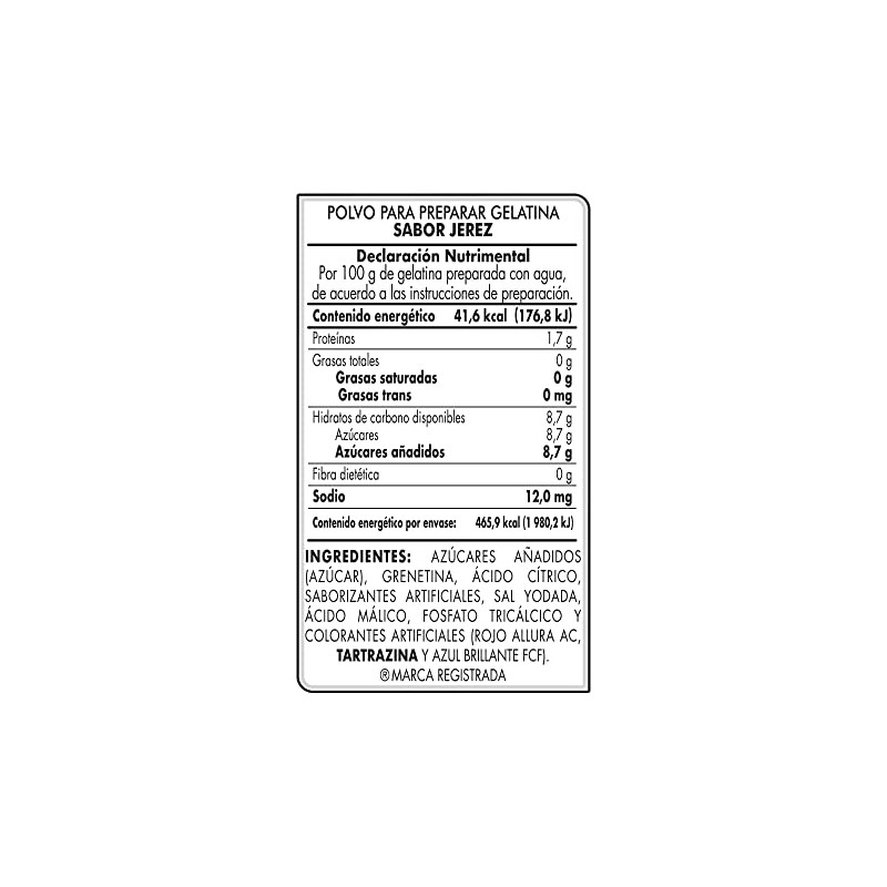 DGari Polvo para preparar gelatina con agua sabor jerez 120