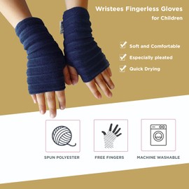 Anna Falcke Wristee® Junior (7-11 yrs) Kids Fingerless Gloves | Thermal Unisex Hand Warmer with Thumbhole (Mustard)