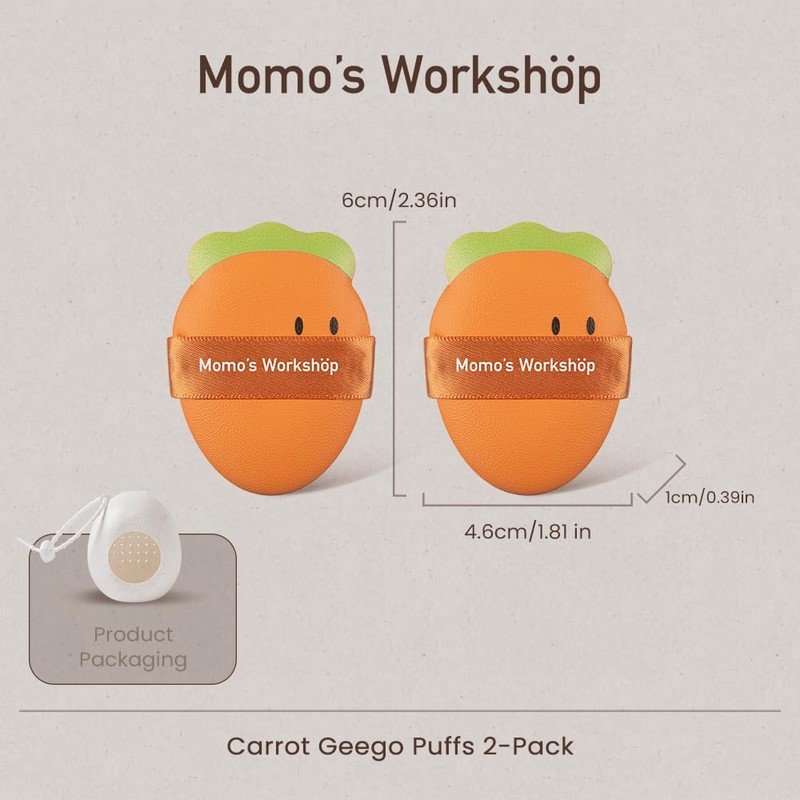 Momo’s Workshop Carrot Makeup Sponge – Dual-Use PU Beauty Sponge