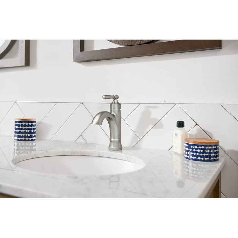 Moen Halle Spot Resist Brushed Nickel One-Handle Single Hole Bathroom