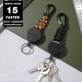 3 Stücke Schlüsselanhänger Ausziehbar, Schlüsselband Ausziehbar, ausweishalter schlüsselbänder ausziehbar mit 60cm Stahlseil, Einziehbarer Ausweis JoJo Schlüsselkette mit Karabiner