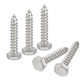 sourcing map Hex Head Lag Screws Bolts, 20pcs 1/4" x 1-1/2" 304 Stainless Steel Partial Thread Wood Screws