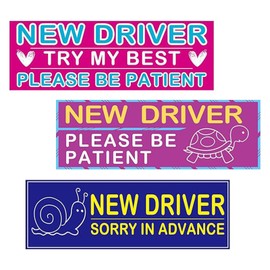 ZIMISI 3PCS New Driver Magnet for Car, Reusable Reflective Student Driver Magnet, Safety Warning Sign Car Bumper Stickers, Funny Removable New Rookie Magnetic Stickers for Students and Novices