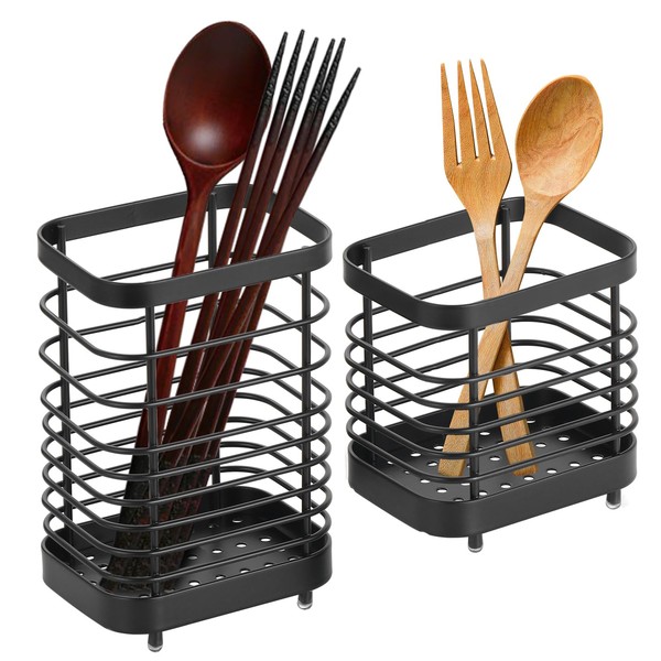 TsunNee 2PCS Dual-use Utensil Holder, Stainless Steel Cutlery Drainer Sink