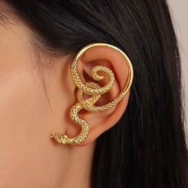 Yheakne Punk Snake Ear Cuff Earrings Gold Snake Cuff Wrap Earrings Gothic Snake Climber Cartilage Earrings Snake Serpent Climber Earrings Jewelry for Women