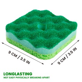 Silkyhose 6-Pack Magic Cleaning Sponges with Suction Cups - Heavy Duty 3-Layer Dual-Sided Scrub Pads for Dishes, Stains & Kitchen Surfaces - Durable Non-Scratch Scouring Pads