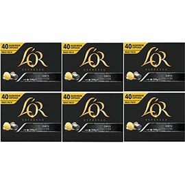 L'Or Forza, Onyx, Or Ristretto Coffee Pods 40's (Nespresso Compatible Coffee Capsules) (L'Or Onyx, 6 x 40 Pods)