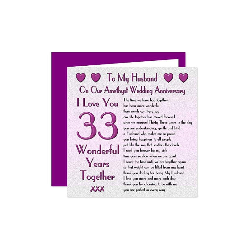 My Husband 33rd Wedding Anniversary Card - On Our Amethyst