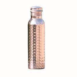AncientImpex Pure Copper Hammered Water Bottle 600 Ml (20.28 Fluid Ounce) | Seamless Leakproof Water Bottle for Ayurvedic Benefits