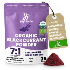 Jungle Powders Black Currant Powder Organic 5 Ounce Bag, Freeze Dried Currants Fruit Black Current Tea Juice, Blackcurrant Extract for Smoothies, Baking, Flavoring and Smoothies