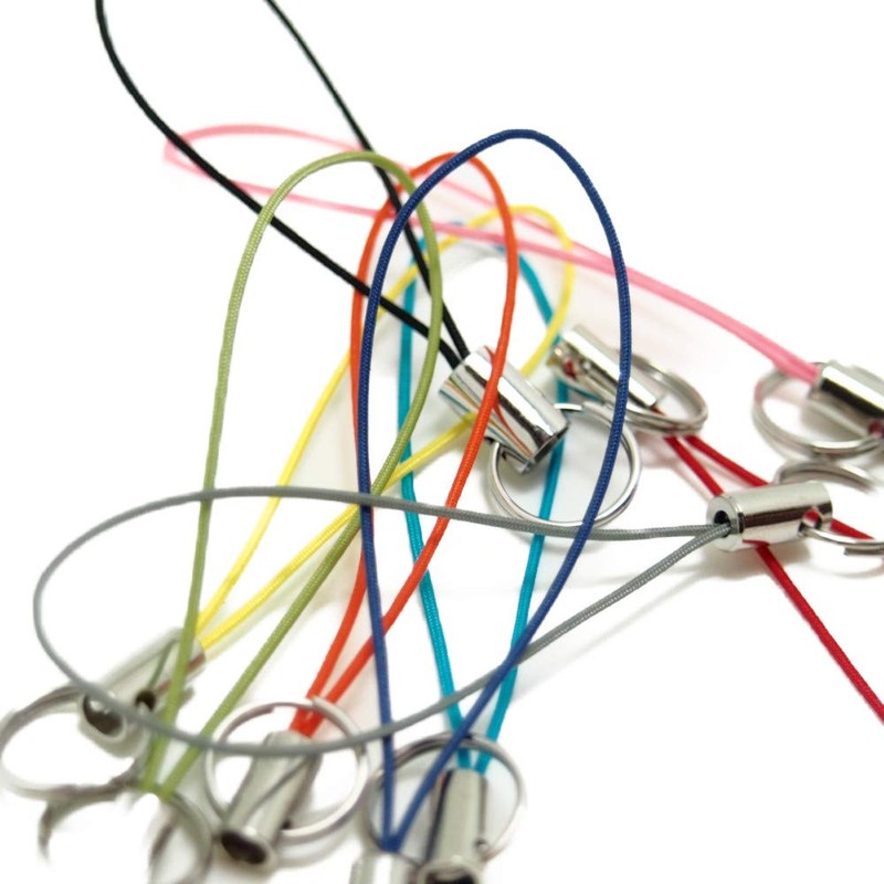 (10 pieces) Strap parts with cans, pine needles, double rings