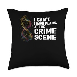 Forensic Anthropoly Designs and DNA Analysis Crime Scene Investigation Quote for Forensic Scientist Throw Pillow, 18x18, Multicolor