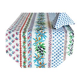 Le Cluny, Olives and Mimosas, Cream, French Provence Reversible 100 Percent Coated Cotton Table Runner, 72 Inches Long