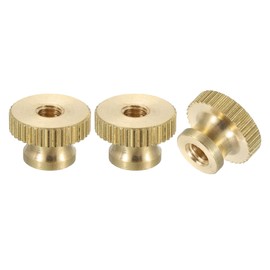 sourcing map Knurled Thumb Nuts, 3Pcs M4 x D12mm x H8mm Brass High Head Through Hole with Collar High Head Through Hole Round Knobs Fasteners for 3D Printer Parts, Machine Tools