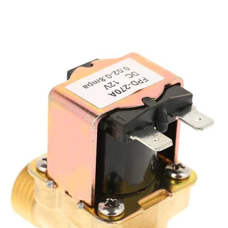 Solenoid Valve for water, 1/2" DC 12V Normally Closed Brass