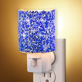 LED Night Light Plug Into Wall, Crystal Nightlight with Manual On/Off Switch, Warm White Nightlight with 360 Degree Rotating Plug, Decorative LED Night Light for Bedroom, Hallway, Bathroom (Blue)