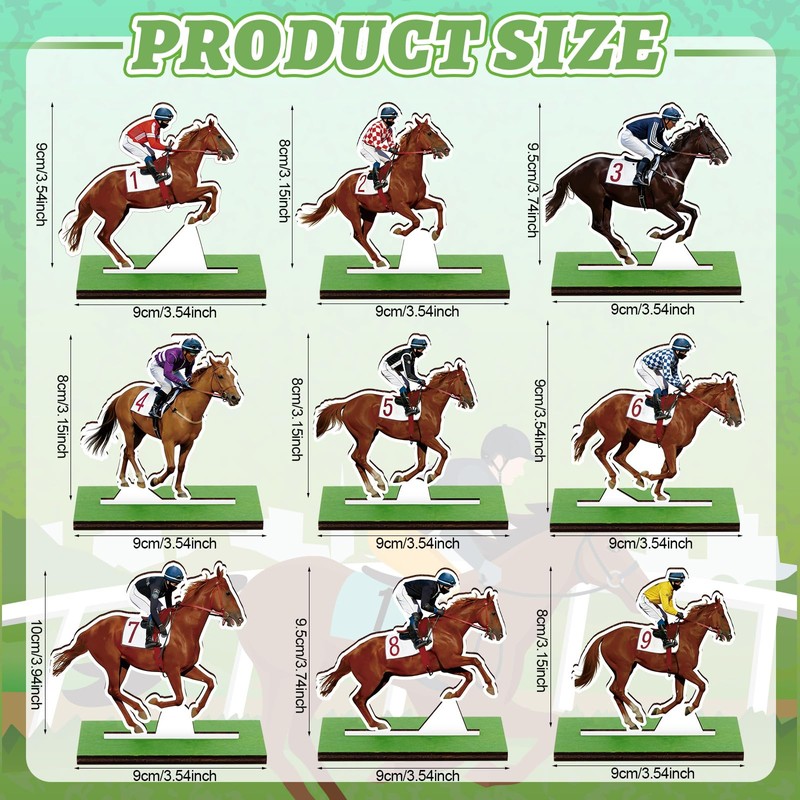 Blayvorn 9 Pcs Derby Decor for Table Horse Racing Wooden