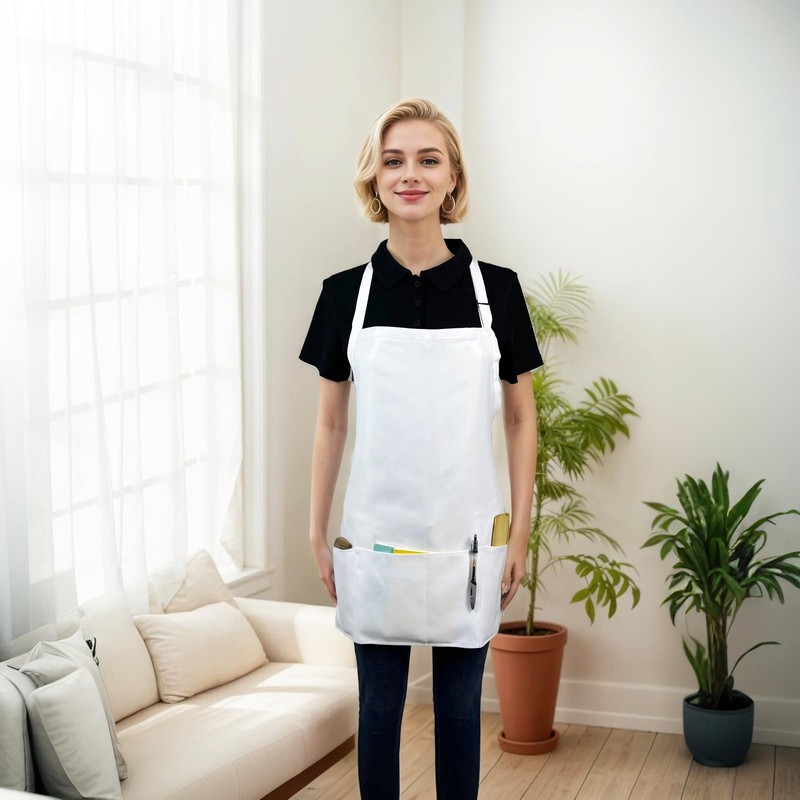 Waterproof Aprons for Women with 3 Large Pockets, Short Kitchen