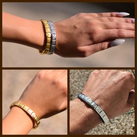 Dolceoro Alphabet A Letter Initial, 9mm Traditional Classic Type Italian Modular Charm Bracelet Link - Satin Gold Stainless Steel