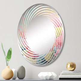 The Expressive Barrier of the Coral Reef V - Coastal Coral Under Water Spiral Animals - 20x30 Inches - Oval Wall Mirror For Bathroom, Bedroom, Entryway, Living Room, Vanity Room and Modern Décor