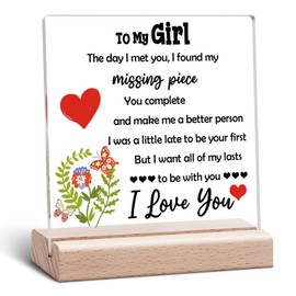 I Love You Present for Her Women Wife Fiance Desk Decorative Sign Gifts for Girlfriend Anniversary Acrylic Sign With Wooden Stand Girlfriend Valentines Gift Ideas Wedding Engagement Present for Her