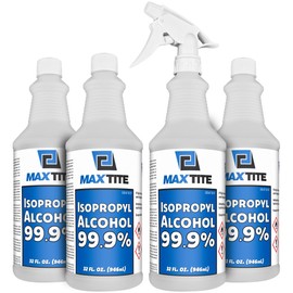 MaxTite 99.9% Isopropyl Alcohol (1 Gallon (4 Pack, 32 fl oz) - Includes Heavy-Duty Spray Nozzle - Made in USA