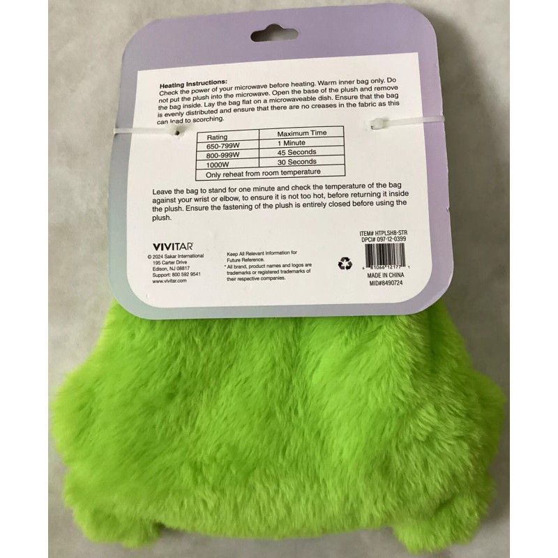 Vivitar Warming Plush Cozy Frog Large Therapy Microwavable Heatable Toy