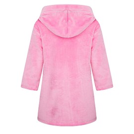 NautySaurs Girls Plain Hooded Flannel Fleece Bathrobe Bathrobe for Boys, rose