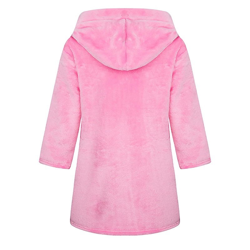 NautySaurs Girls Plain Hooded Flannel Fleece Bathrobe Bathrobe for Boys,