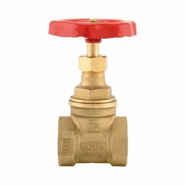 Schläfer 0933003 Universal Brass Gate Valve Plumbing Fitting G 3/4 Inch Female Female Red Aluminium Handwheel and Locking Bolt Internal Thread 26.5 mm PN16 Made in Italy