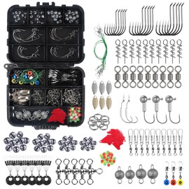SANTUO 213Pcs Fishing Lures Mixed, Sea Fishing Tackle Sit with Spoon, Hooks, Jigs, Weights and More Other Accessories Suitable for Trout Bass Perch, Pike Lures Gear Set With Box Gifts for Men