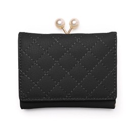 Blanpom bp-1054 Women's Trifold Wallet, Mini Wallet, Coin Purse, Card Holder, 3-fold, Compact Wallet, Black