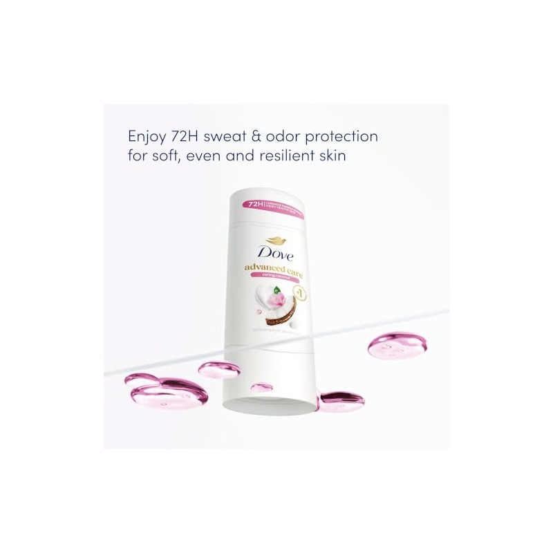Dove Advanced Care Antiperspirant, Caring Coconut, 2.6 oz, Twin Pack