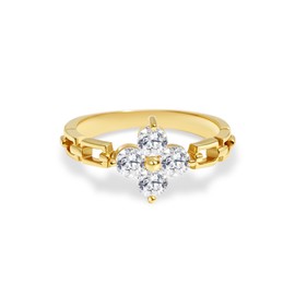 U UWorld 18K Gold Plated Stainelss Steel Rings Non Tarnish Four Leaf Clover Ring Size 8 Promise Engagement Wedding Bands Fashion Watch Band Statement Rings Lucky Gifts for Women