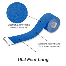 4 Rolls Kinesiology Tape, 5cm x 80m Athletic Sport Tap, Breathable Elastic Uncut Therapeutic Sports Tape for Sports Muscle Support
