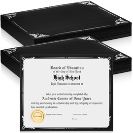Fainne 100 Pcs Certificate Holder Foil Border 8.5 x 11 Inch Single Sided Award Certificates Cover for Letter Size Cardstock Document Paper Diploma Graduation School Marriage Supplies(Black, Silver)