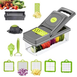 11 in1 Vegetable Chopper Cutter Chopper Multifunctional Veggie Chopper with Container, Onion Chopper, Chopper Vegetable Cutter - Grey 5 Core VC 11
