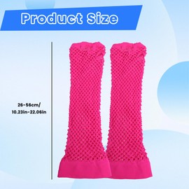 Gabrella 10 Pairs Fishnet Gloves Fingerless, Neon Long Mesh Gloves, Party Scene Clothes for 80s 90s Party Cosplay Costume Accessories Supplies