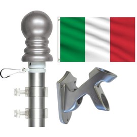 Italy 3x5 Foot Flag and Rotating Flagpole Set, Also World Cup 3'x5' Flags and Flagpoles for Each of The 24 Women's 2019 Soccer Teams, Includes Flags, Poles and Brackets (Italian Flag & Pole Set)