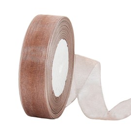 45 m Organza Ribbon Brown 25 mm Wide Chiffon Gift Ribbon Transparent Organza Ribbons Chiffon Ribbon Decorative Ribbon Gift Packaging Decorative Ribbon Tulle Ribbon for Christmas Wedding Christening