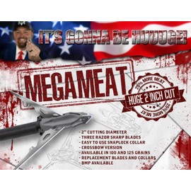 G5 Outdoors Megameat 100 Grain Broadhead 3 Pk, Stainless Steel (MM100)