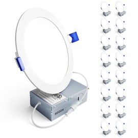 Ensenior 16 Pack 6 Inch LED Recessed Ceiling Light, Dimmable, 6000K Clear White, 1050LM 12W 120V, High Brightness Canless Wafer Downlight - ETL&FCC&IC