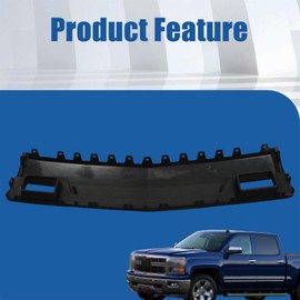 Silscvtt Black Front Bumper Filler Panel with Tow Hook without Impact Bar Skid Plate Replacement for 22944860 GM1087255 Replacement for Silverado 1500 2014 2015