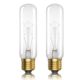 TrustWheel 40W T10 120V Light Bulbs,E26 40 Watt Bulbs for Curio Cabinet, Piano Light Bulb, Displays, Showcases, Clear Tubular Appliance Bulbs, 2500K Warm White, Dimmable, 2 Pack